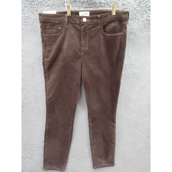 NWT L'Agence Monique Ultra High Rise Skinny Velvet Pants Women's Size 32 Brown - Picture 1 of 14